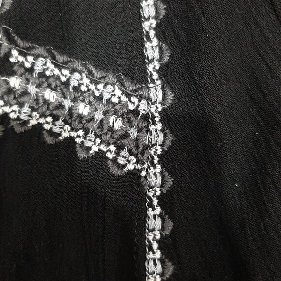 Sonoma boho relaxed fit embroidered lace up blouse with tassels - Picture 7 of 9